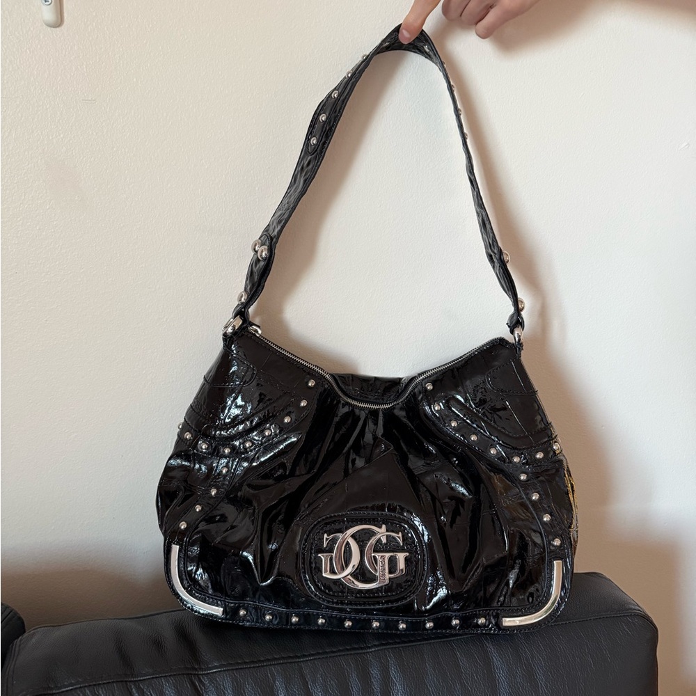 Guess vintage Shiny Black Shoulder Bag